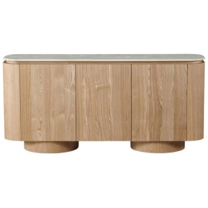 Sibley Artificial Marble Sideboard Buffet Unit Storage Cabineet 3-Doors White Travertine