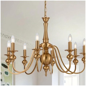 Siedel Vintage 8-Lights Pendant Hanging Lamp Light Metal Copper Polished