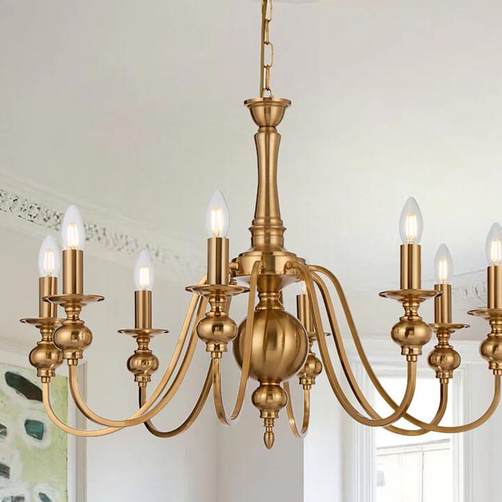 Siedel Vintage 8-Lights Pendant Hanging Lamp Light Metal Copper Polished