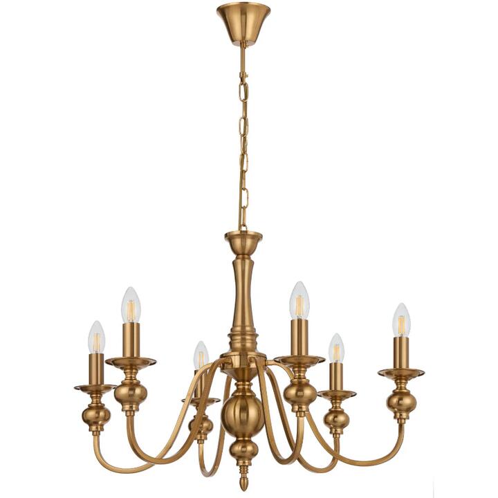 Siedel Vintage Pendant Hanging Lamp 6-Light Metal Copper Polished