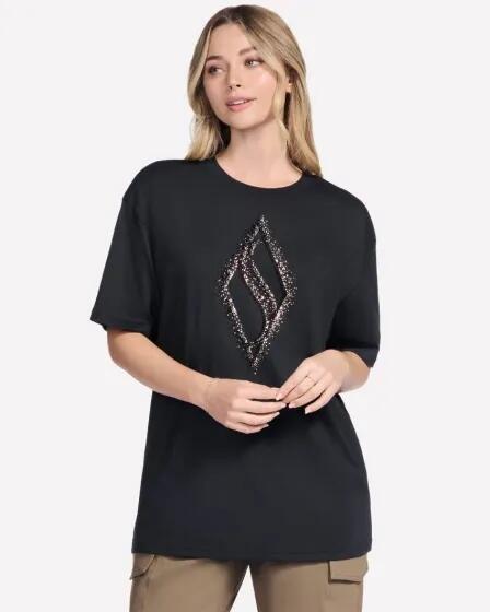 Skechers Gold Splatter Diamond Short Sleeve Tee Black