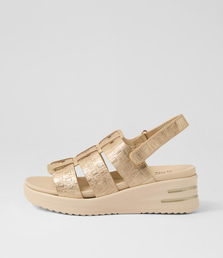 Sobu Xw Gold Sparks Vanilla Leather Sandals