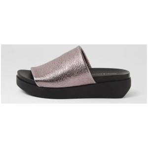 Soffia Pewter Black Leather Sandals