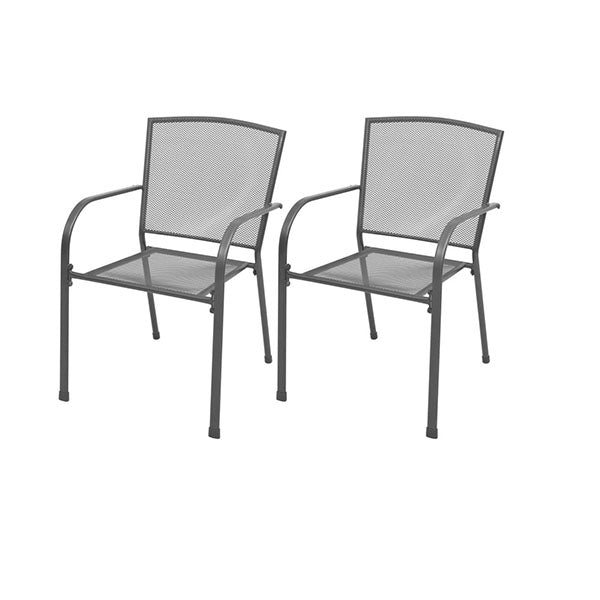 Stackable Garden Chairs 2 Pcs Steel Grey