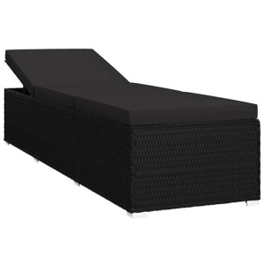 Sun Lounger With Cushion Pe Rattan