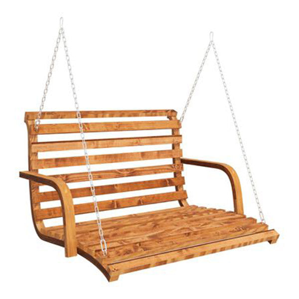Swing Bench Solid Bent Wood With Teak Finish 91X130X58 Cm