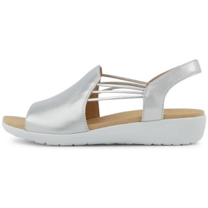 Udhays W Silver Leather Elastic Sandals