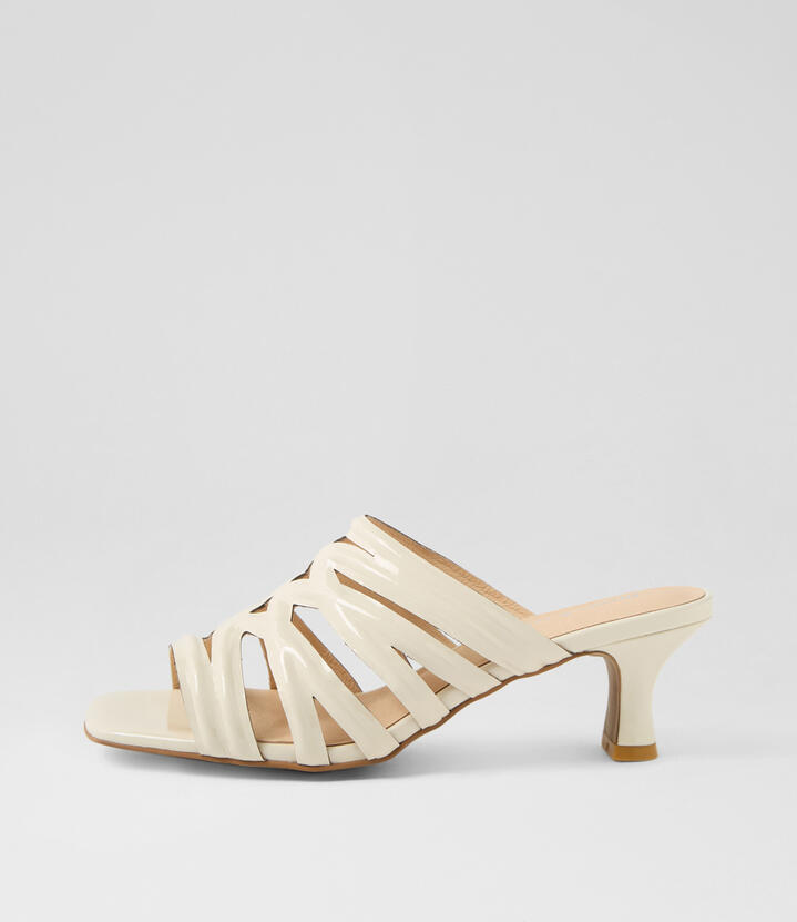 Ulka Ivory Patent Leather Sandals