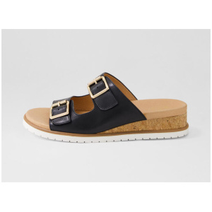 Vadore W Black White Leather Sandals