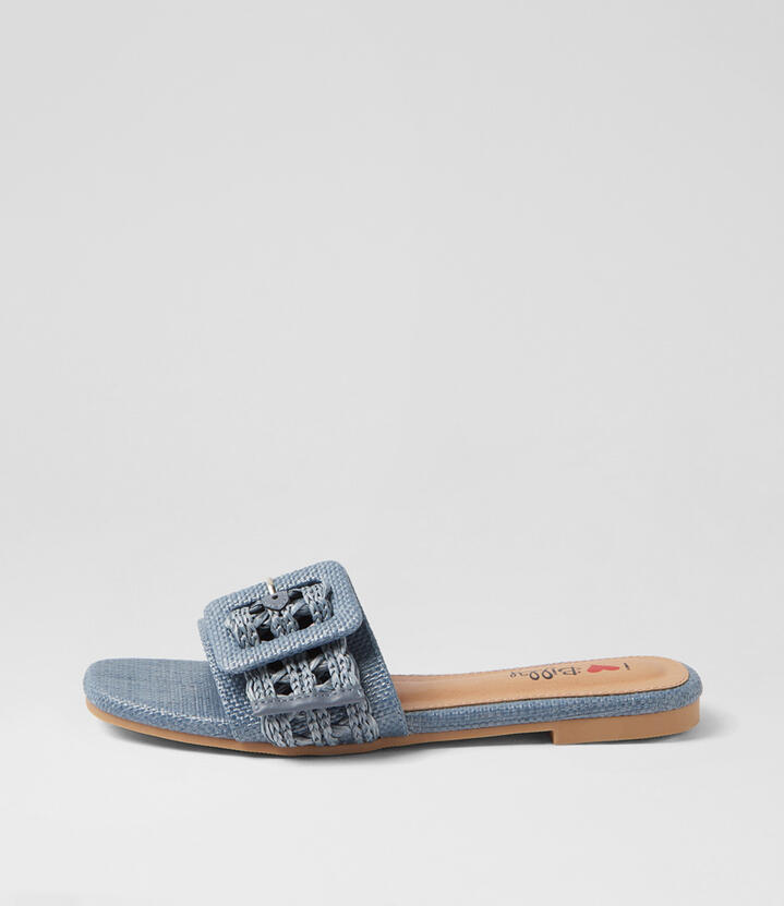 Vanrennes Blue Synthetic Raffia Sandals
