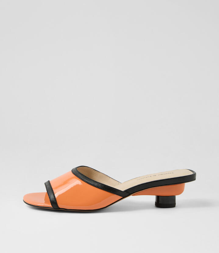 Vikkey Black Light Orange Leather Sandals