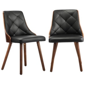 Wooden Dining Chairs Padded Seat X2 Black