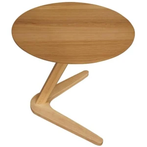 Wooden Modern Round End Lamp Side Table - Dark Oak