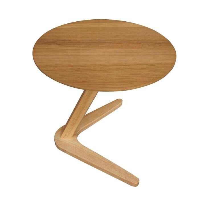 Wooden Modern Round End Lamp Side Table - Dark Oak