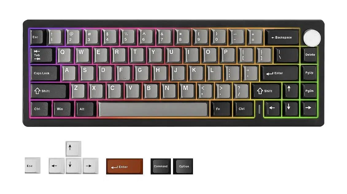 YUNZII AL68 QMK/VIA Aluminium Mechanical Tri-Mode Hot-Swap Black Keyboard - Milk V2 Switch