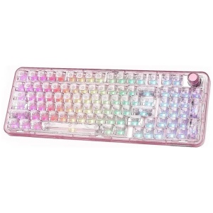 YUNZII X98 QMK/VIA Transparent QMK/VIA Wireless Pink Mechanical Keyboard - Snow Linear Switch