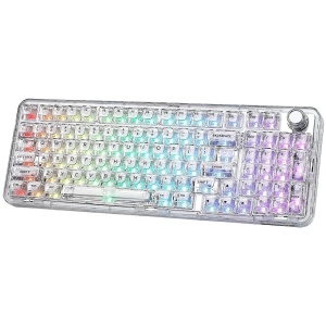 YUNZII X98 QMK/VIA Transparent QMK/VIA Wireless White Mechanical Keyboard - Snow Linear Switch
