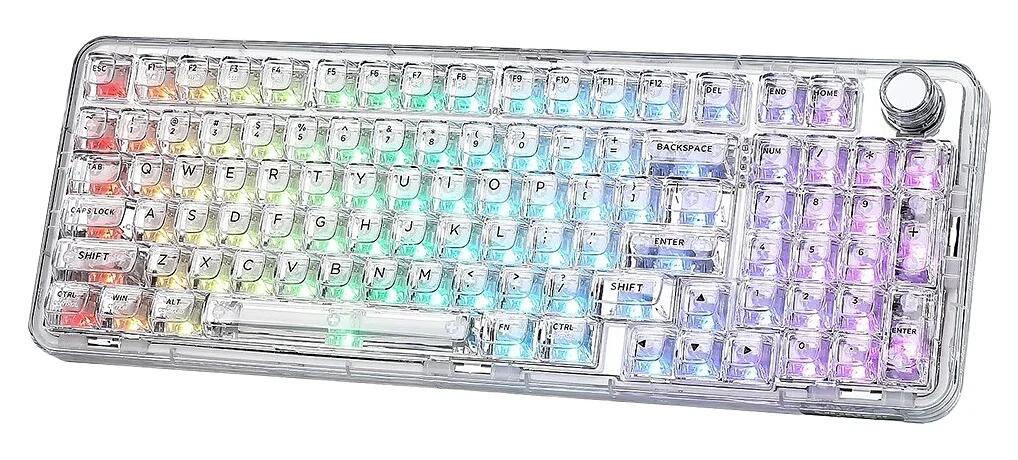 YUNZII X98 QMK/VIA Transparent QMK/VIA Wireless White Mechanical Keyboard - Snow Linear Switch