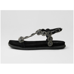Yanni Black Suede Jewels Sandals
