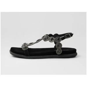 Yanni Black Suede Jewels Sandals