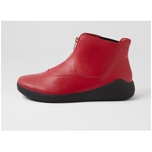 Yantai Xf Dark Red Black Leather Elastic Ankle Boots