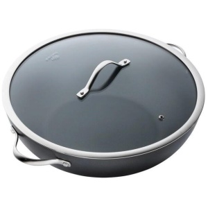 iD3 Hard Anodised Non Stick Wok with Lid Size 36cm by Baccarat