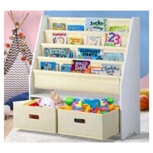 2 Drawer Kids Bookshelf White