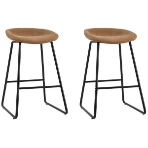 2x Bar Stools Kitchen Dining Chairs Counter Stool PU Leather Metal Brown