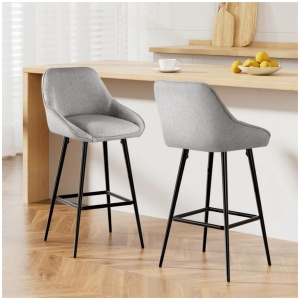 2x Bar Stools Upholstered Stool Counter Seat Kitchen Dining Chairs
