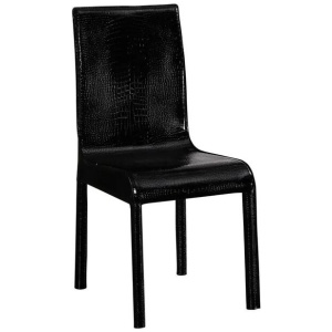 2x Steel Frame Black Leatherette Medium High Backrest Dining Chairs with Wooden legs