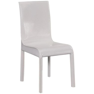 2x Steel Frame White Leatherette Medium High Backrest Dining Chairs with Wooden legs
