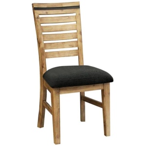 2x Wooden Frame Leatherette Solid Wood Acacia Dining Chairs in Silver Brush Colour