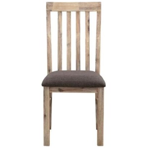 2x Wooden Frame Leatherette in Solid Acacia Wood & Veneer Dining Chairs in Oak Colour