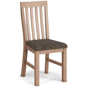 2x Wooden Frame Leatherette in Solid Wood Acacia & Veneer Dining Chairs in Oak Colour