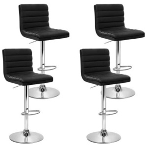 4 Pcs Gas Lift Pu Leather Bar Stools Swivel Kitchen Chairs
