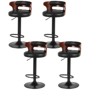 4x Bar Stools Gas Lift Faux Leather
