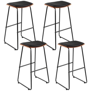 4x Bar Stools Leather Padded Metal
