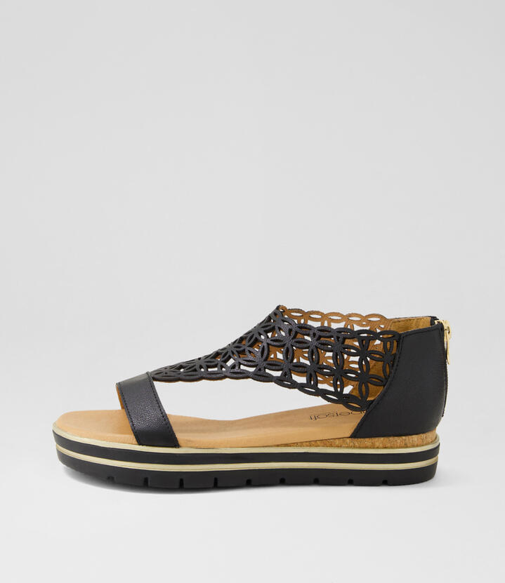 Alexiander Black Gold Leather Sandals