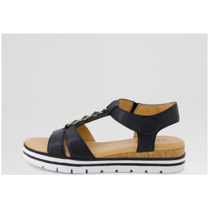 Angelia Black Leather Sandals