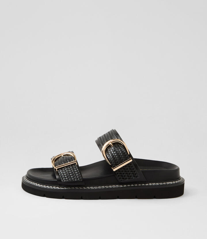 Atelier Black Leather Slides