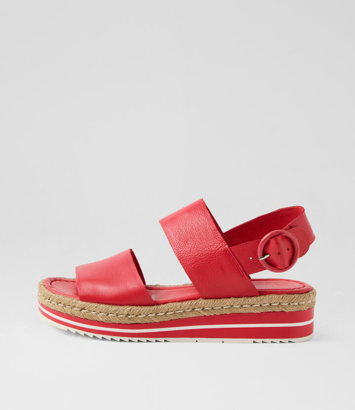 Atha Red Leather Sandals