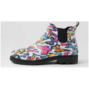 Baia White Butterfly Gumboot Ankle Boots