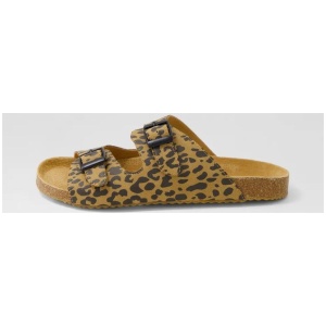 Bailey Slide Tan Leopard Fabric Slides