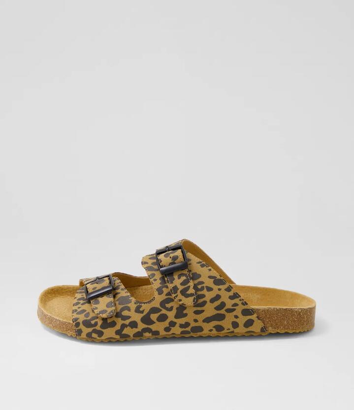 Bailey Slide Tan Leopard Fabric Slides