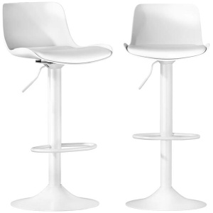 Bar Stools Kitchen Swivel Gas Lift Stool Leather Dining Chairs White x2