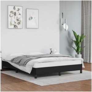 Bed Frame Black 153x203 cm Queen Faux Leather