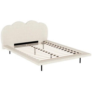 Bed Frame Queen Size Boucle Beige SASA