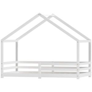 Bed Frame Wooden Kids Single House Frame White AMOS