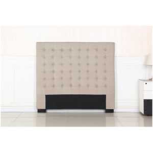 Bed Head Double Beige Headboard Upholstery Fabric Tufted Buttons