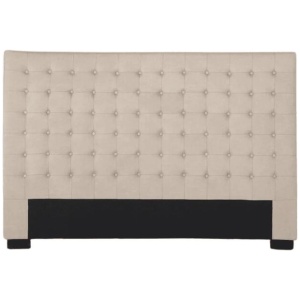 Bed Head King Beige Headboard Upholstery Fabric Tufted Buttons